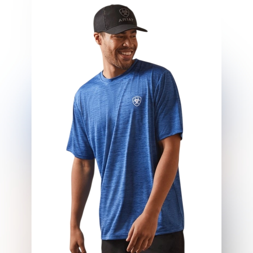 Ariat Proud Shield Charger Tee – Monaco Blue – Size Medium